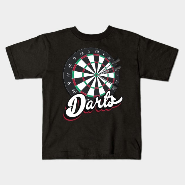 Darts vintage Dart Gifts Kids T-Shirt by Foxxy Merch